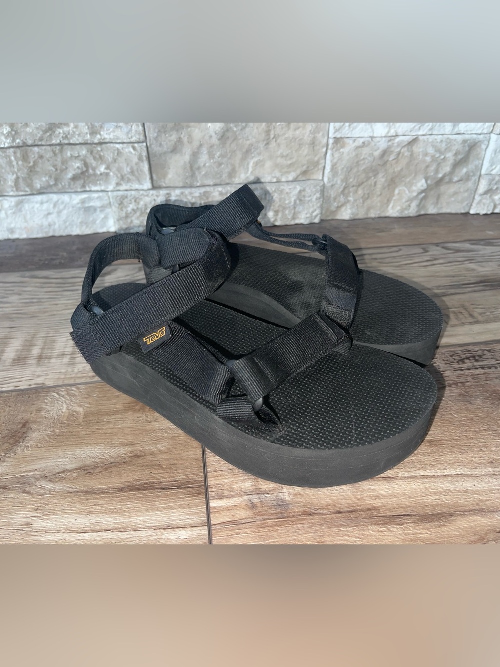 Teva Midform Universal Black Platform Sport Sandals Womens 7 1090969
